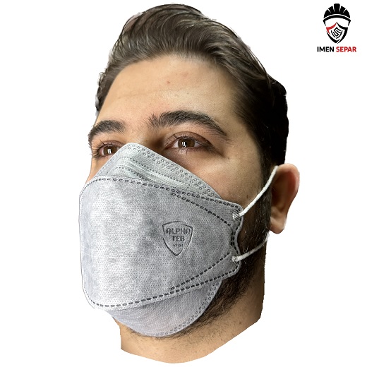 ماسک سه بعدی چهار لایه آلفا طب رنگ طوسی