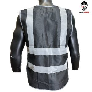 جلیقه ایمنی شبرنگ دار زیپی مشکی