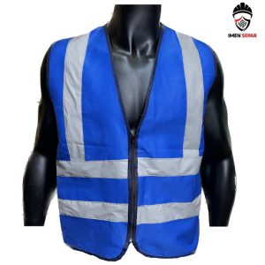 جلیقه ایمنی شبرنگدار زیپی آبی (ایمن وورک)