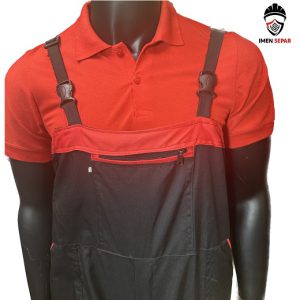 لباس کار ایمنی دوبنده یکسره مشکی قرمز