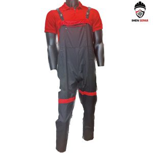 لباس کار ایمنی دوبنده یکسره مشکی -قرمز